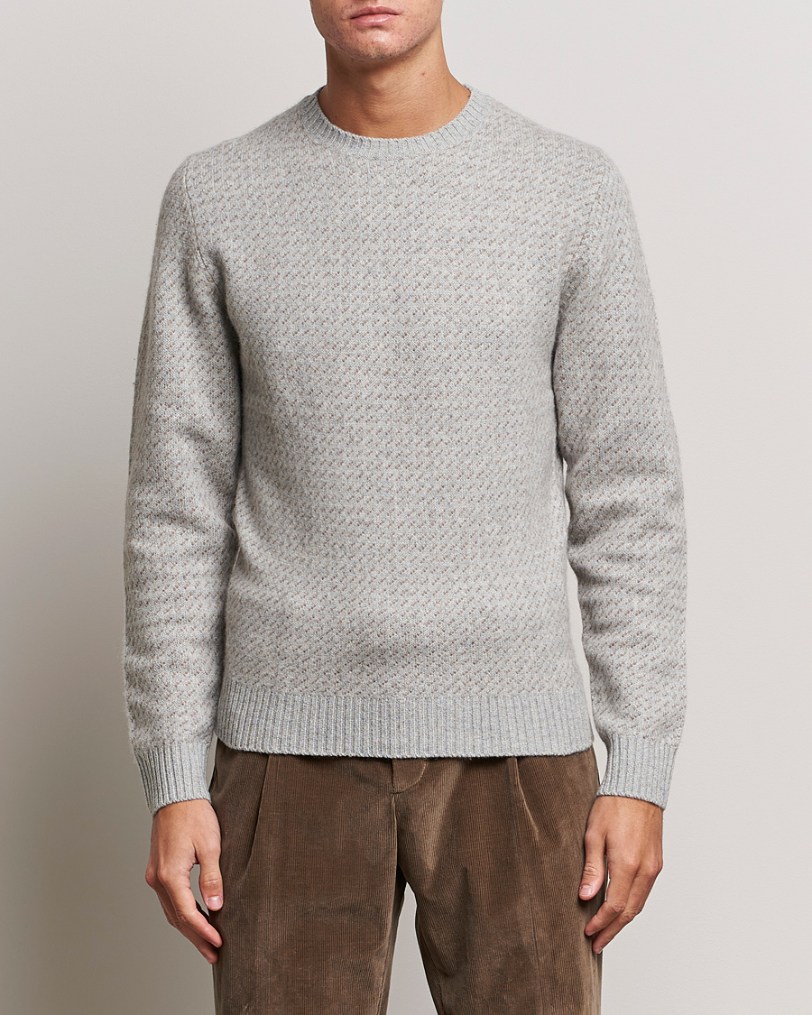 Heren | Truien | Stenströms | Patterned Yak Merino Crewneck Grey