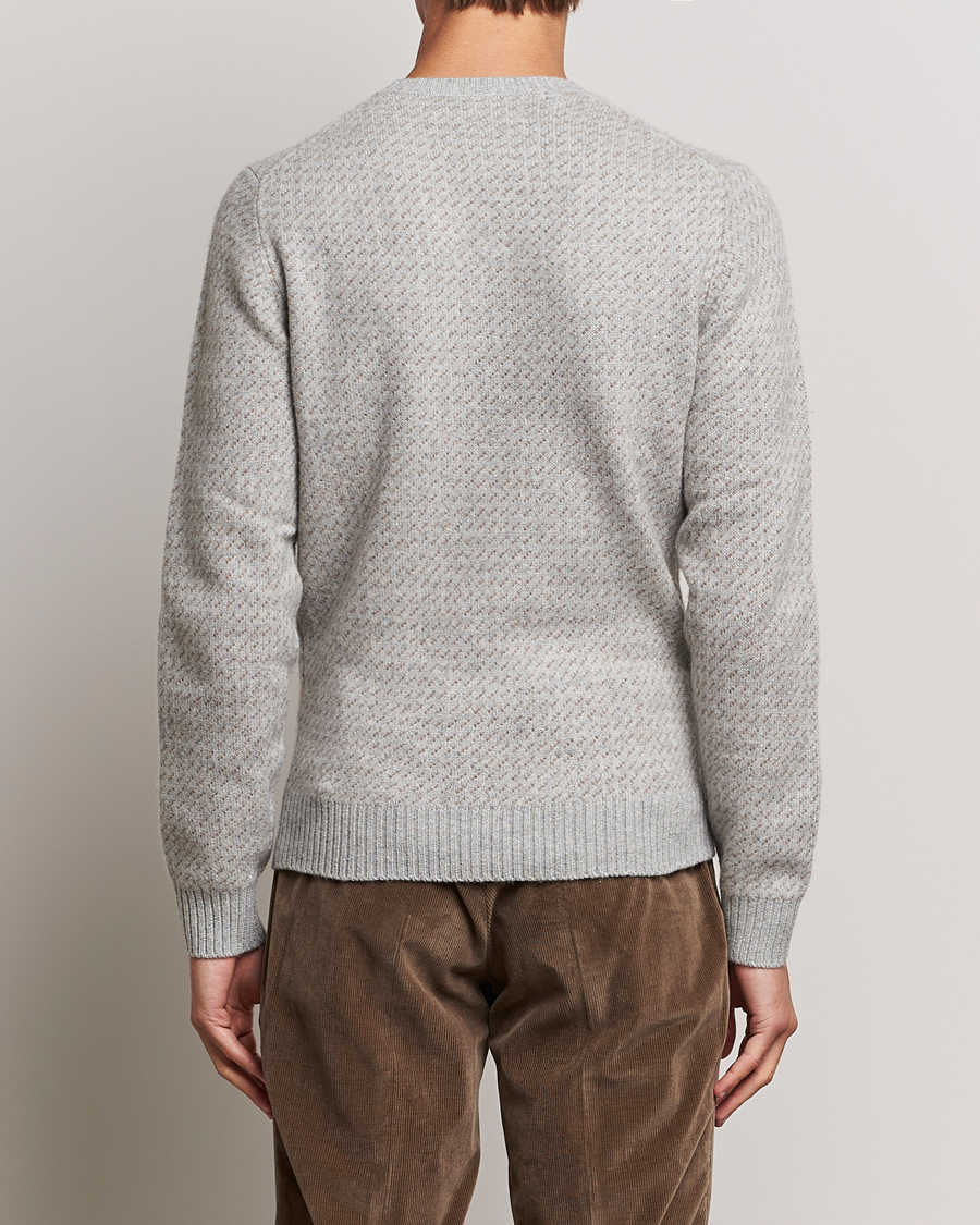 Heren | Truien | Stenströms | Patterned Yak Merino Crewneck Grey