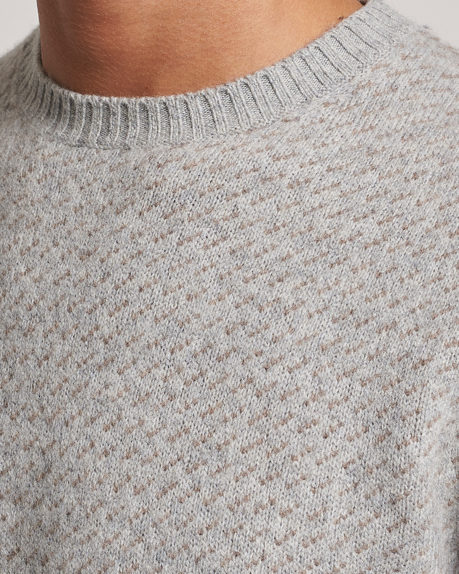 Heren | Truien | Stenströms | Patterned Yak Merino Crewneck Grey