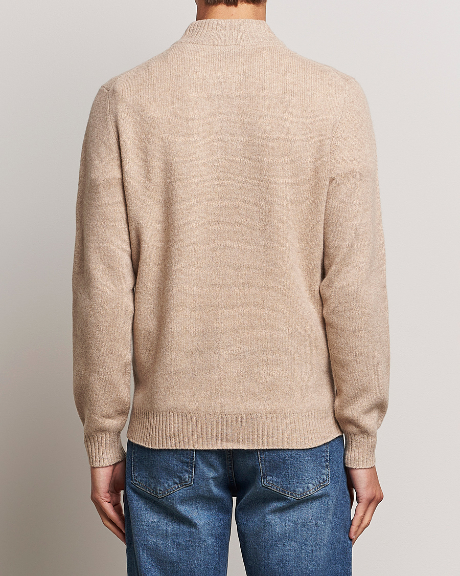 Heren | Truien | Stenströms | Patterned Yak Merino Half-Zip Beige