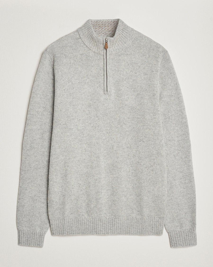 Heren | Truien | Stenströms | Patterned Yak Merino Half-Zip Grey