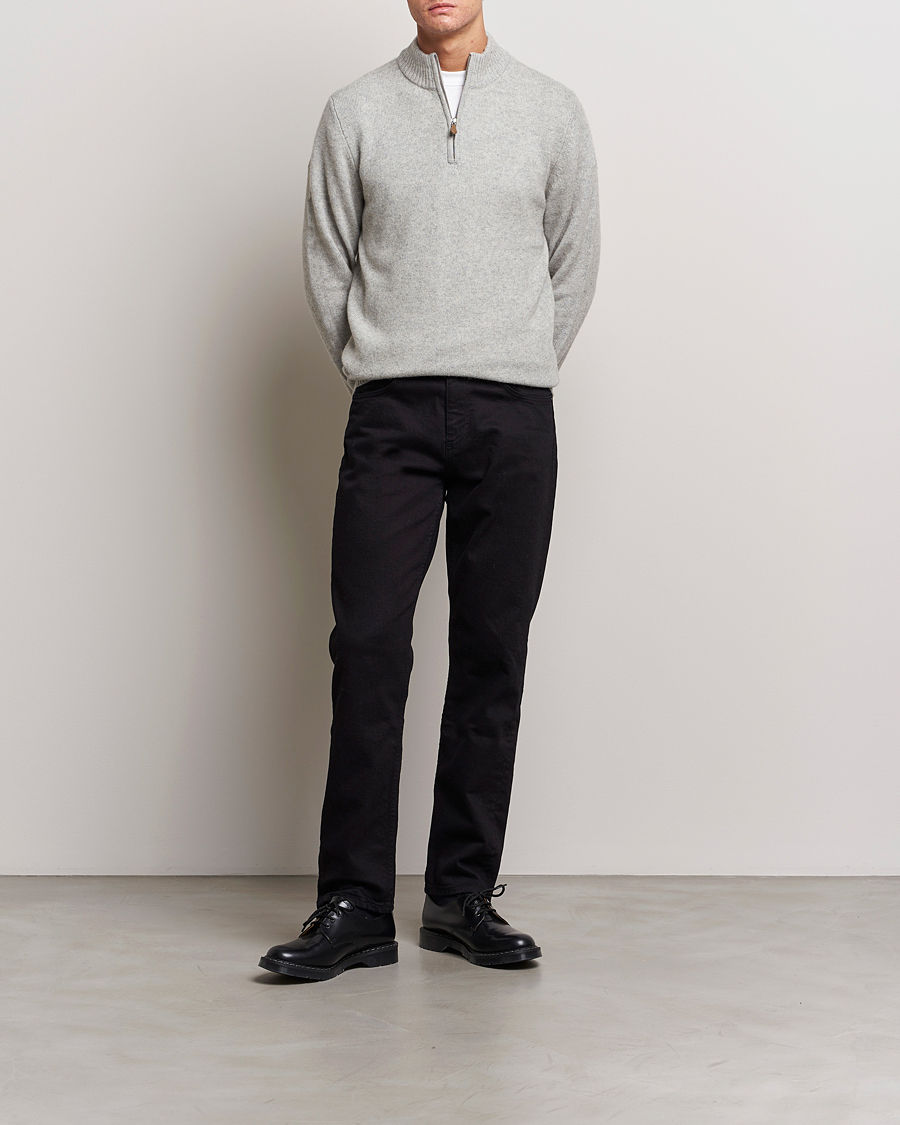 Heren | Truien | Stenströms | Patterned Yak Merino Half-Zip Grey