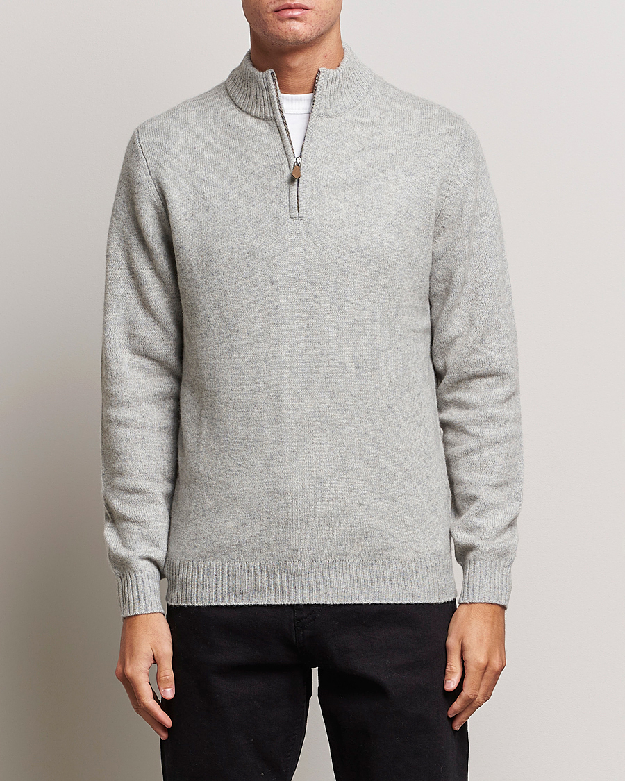 Heren | Truien | Stenströms | Patterned Yak Merino Half-Zip Grey