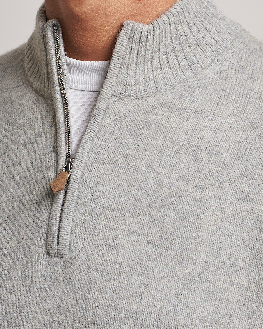 Heren | Truien | Stenströms | Patterned Yak Merino Half-Zip Grey