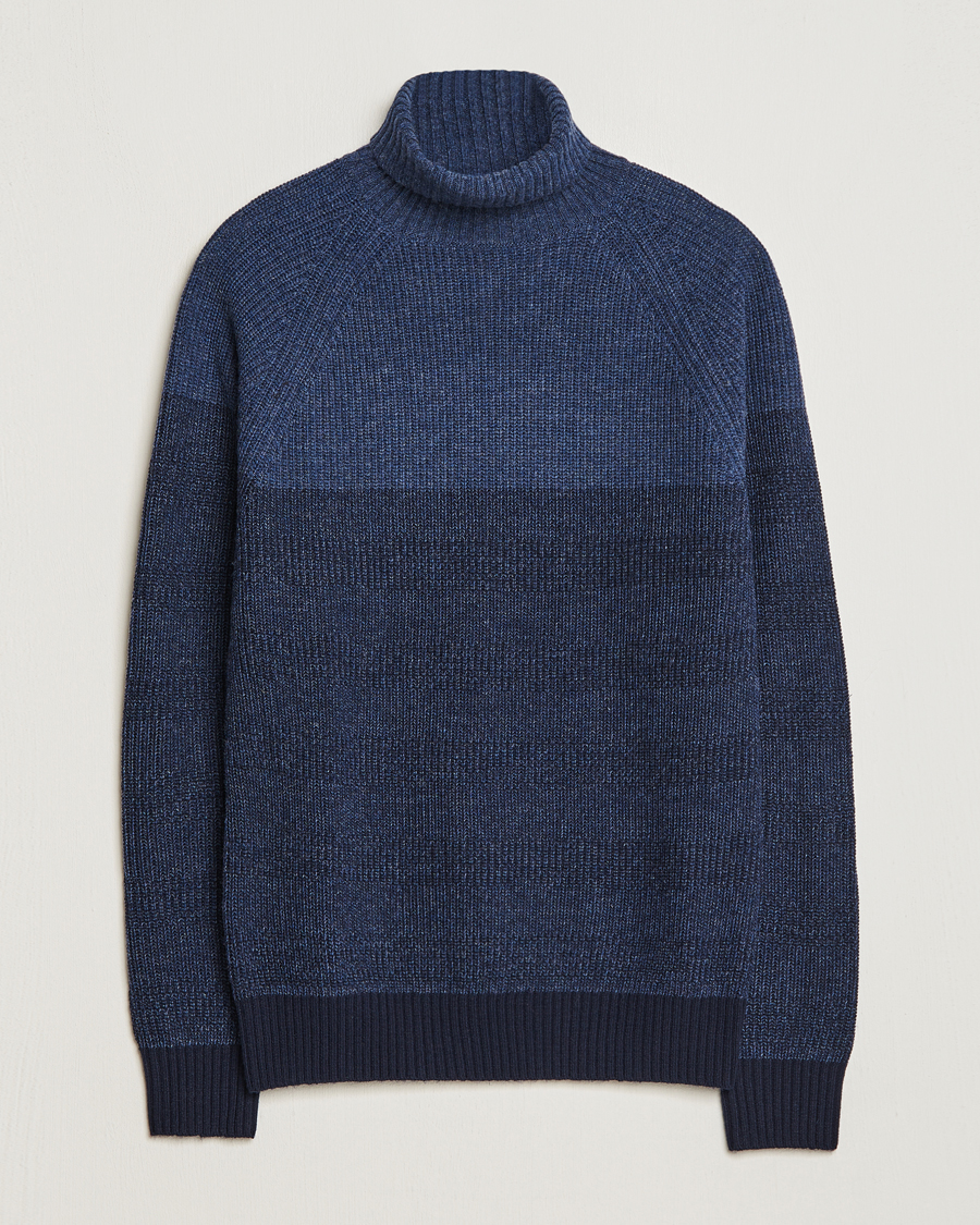 Heren | Truien | Stenströms | Chunky Ombre Knit Rollneck Blue