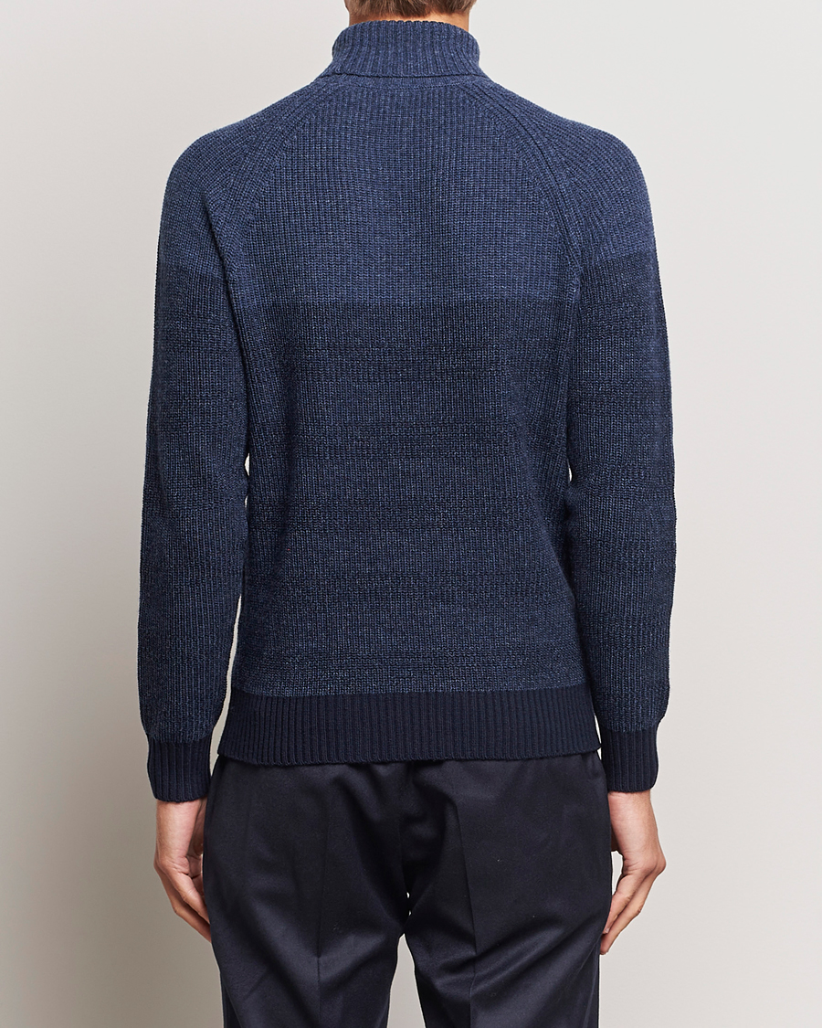 Heren | Truien | Stenströms | Chunky Ombre Knit Rollneck Blue