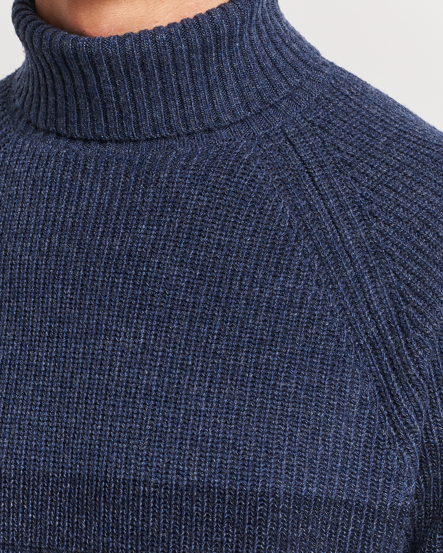 Heren | Truien | Stenströms | Chunky Ombre Knit Rollneck Blue