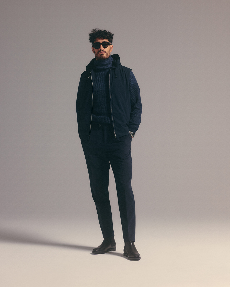 Heren | Truien | Stenströms | Chunky Ombre Knit Rollneck Blue