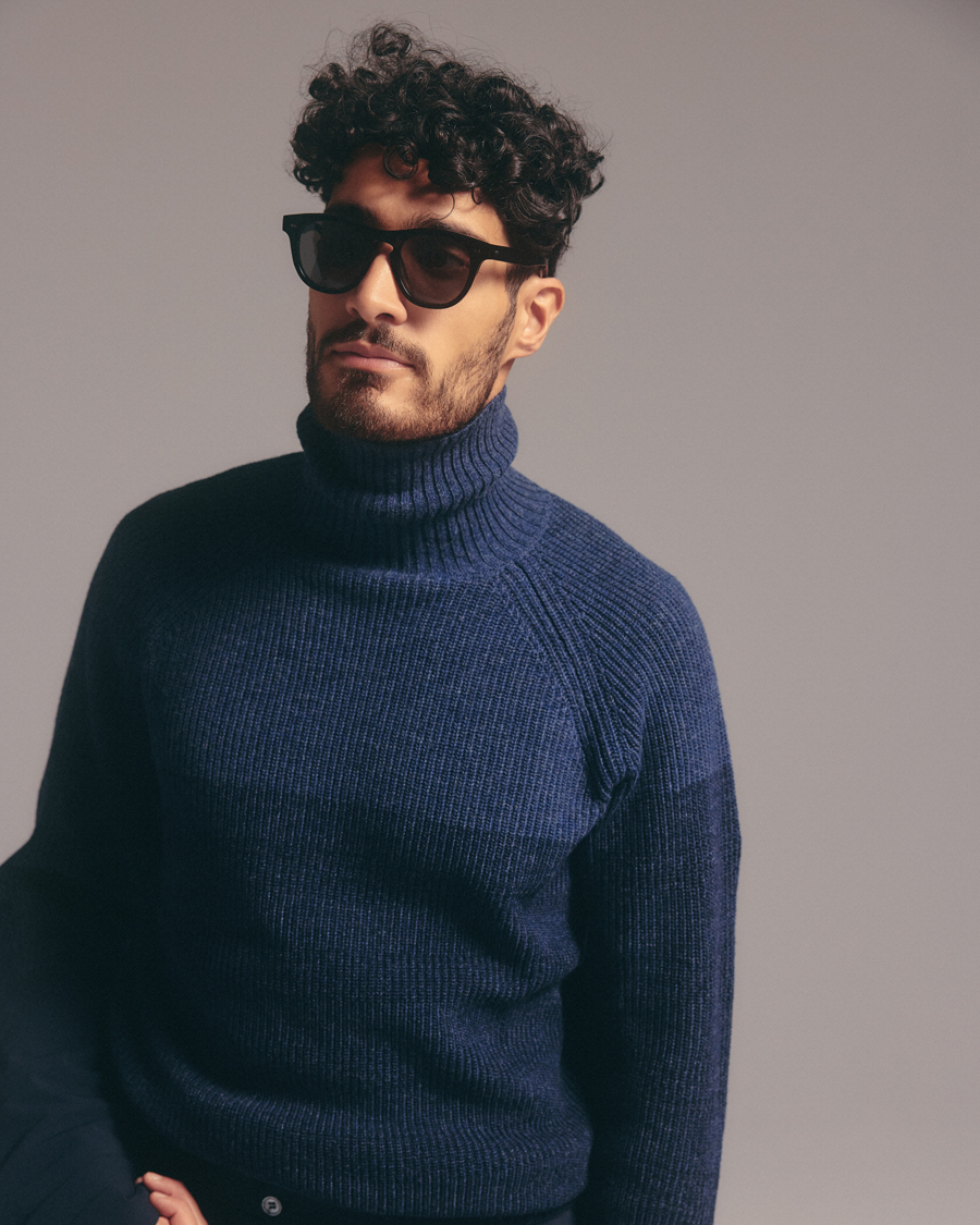 Heren | Truien | Stenströms | Chunky Ombre Knit Rollneck Blue