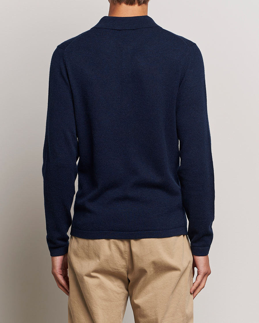 Heren | Truien | Stenströms | Cashmere Poloshirt Navy