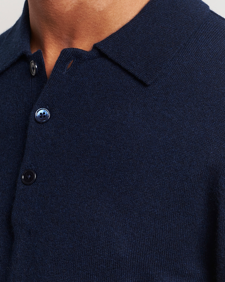 Heren | Truien | Stenströms | Cashmere Poloshirt Navy