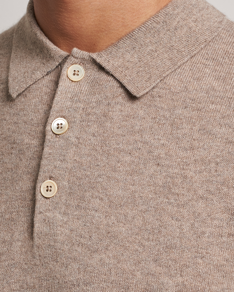 Heren | Truien | Stenströms | Cashmere Poloshirt Beige