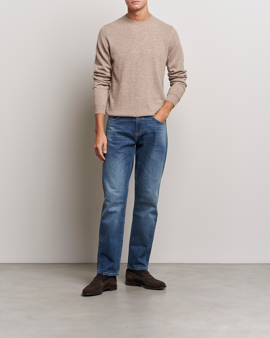 Heren | Truien | Stenströms | Cashmere Crewneck Beige
