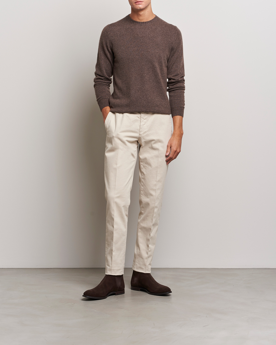 Heren | Truien | Stenströms | Cashmere Crewneck Brown