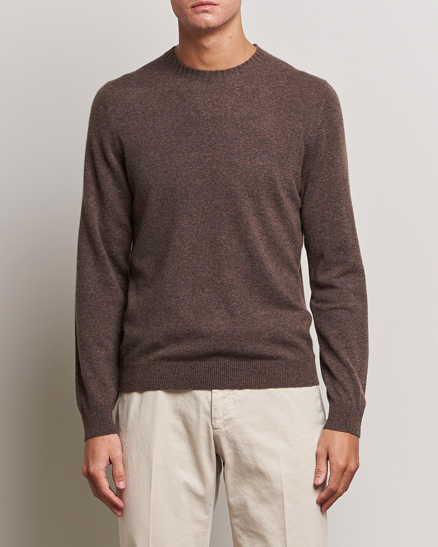Heren | Truien | Stenströms | Cashmere Crewneck Brown