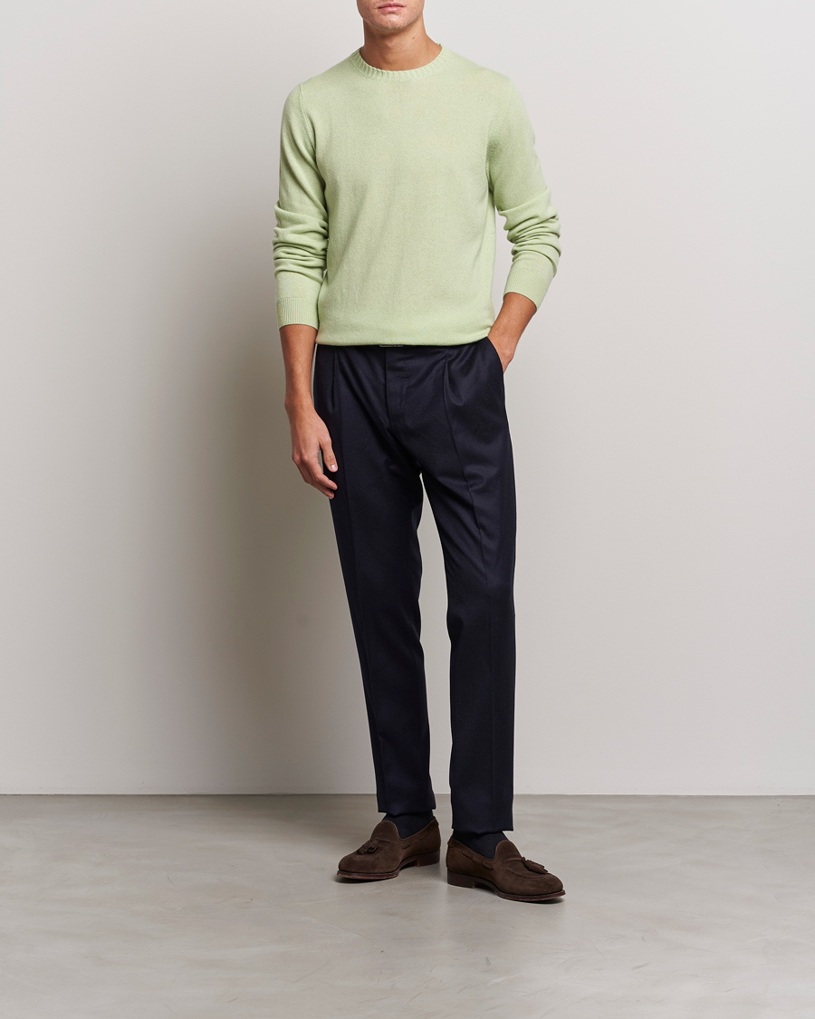 Heren | Truien | Stenströms | Cashmere Crewneck Soft Green