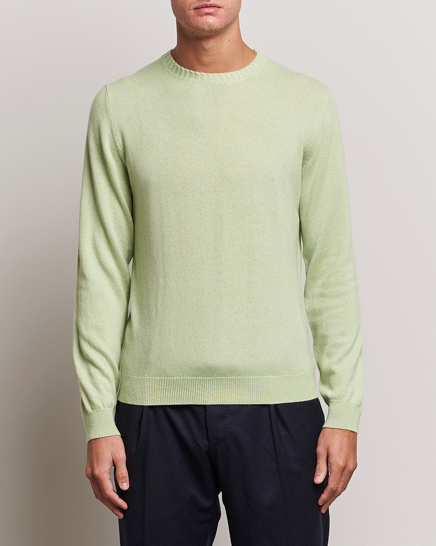Heren | Truien | Stenströms | Cashmere Crewneck Soft Green