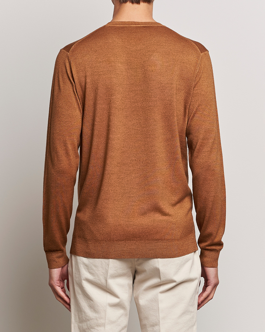 Heren | Truien | Stenströms | Garment Dyed Merino Wool Crewneck Rust