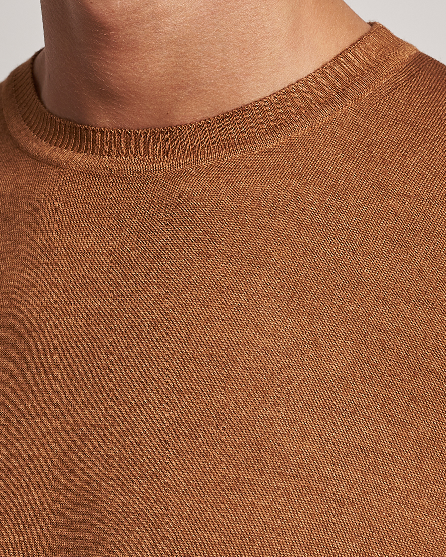 Heren | Truien | Stenströms | Garment Dyed Merino Wool Crewneck Rust