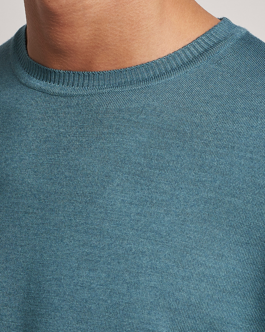 Heren | Truien | Stenströms | Garment Dyed Merino Wool Crewneck Petrol