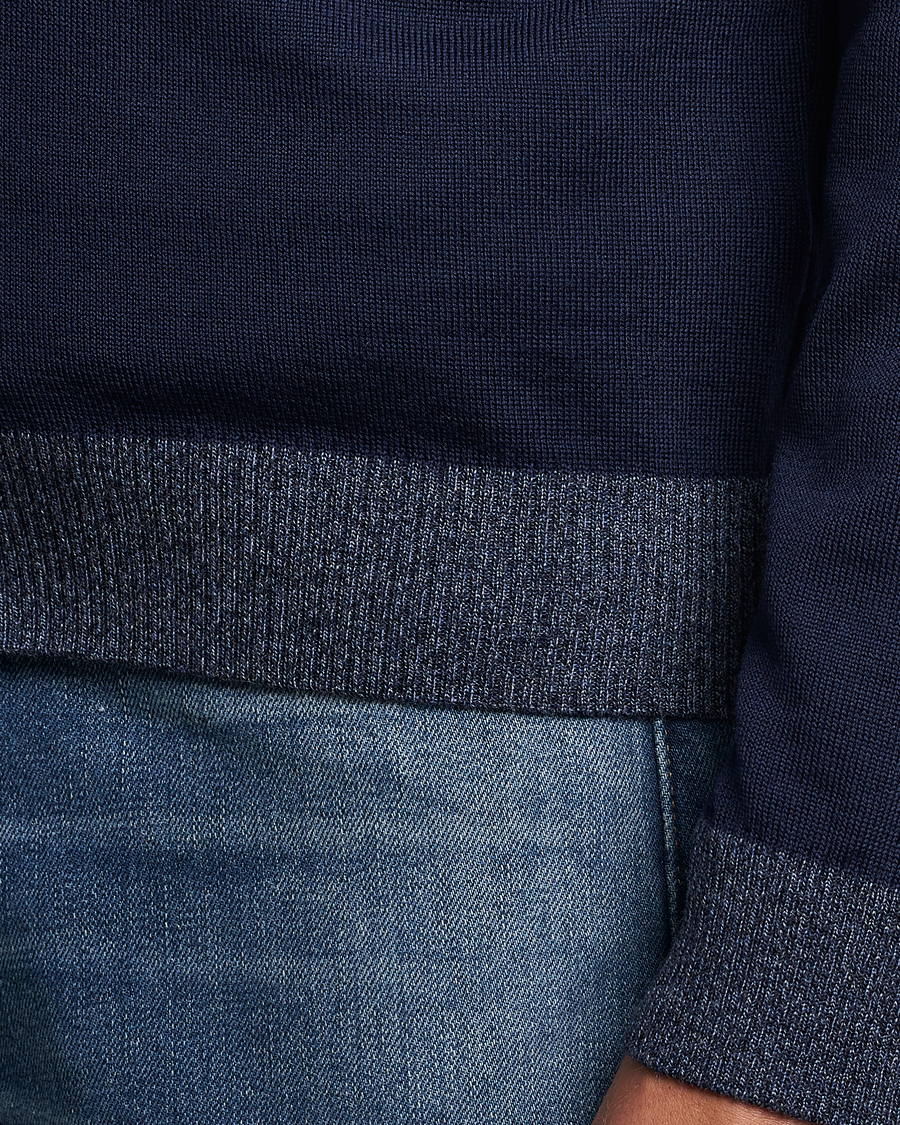 Heren | Truien | Stenströms | Merino Wool Contrast Cardigan Navy