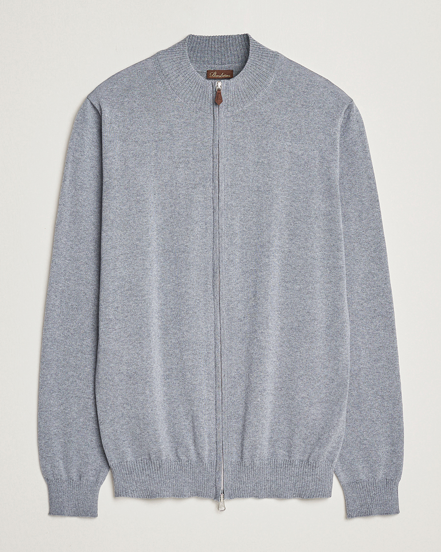 Heren | Truien | Stenströms | Merino Full Zip Grey