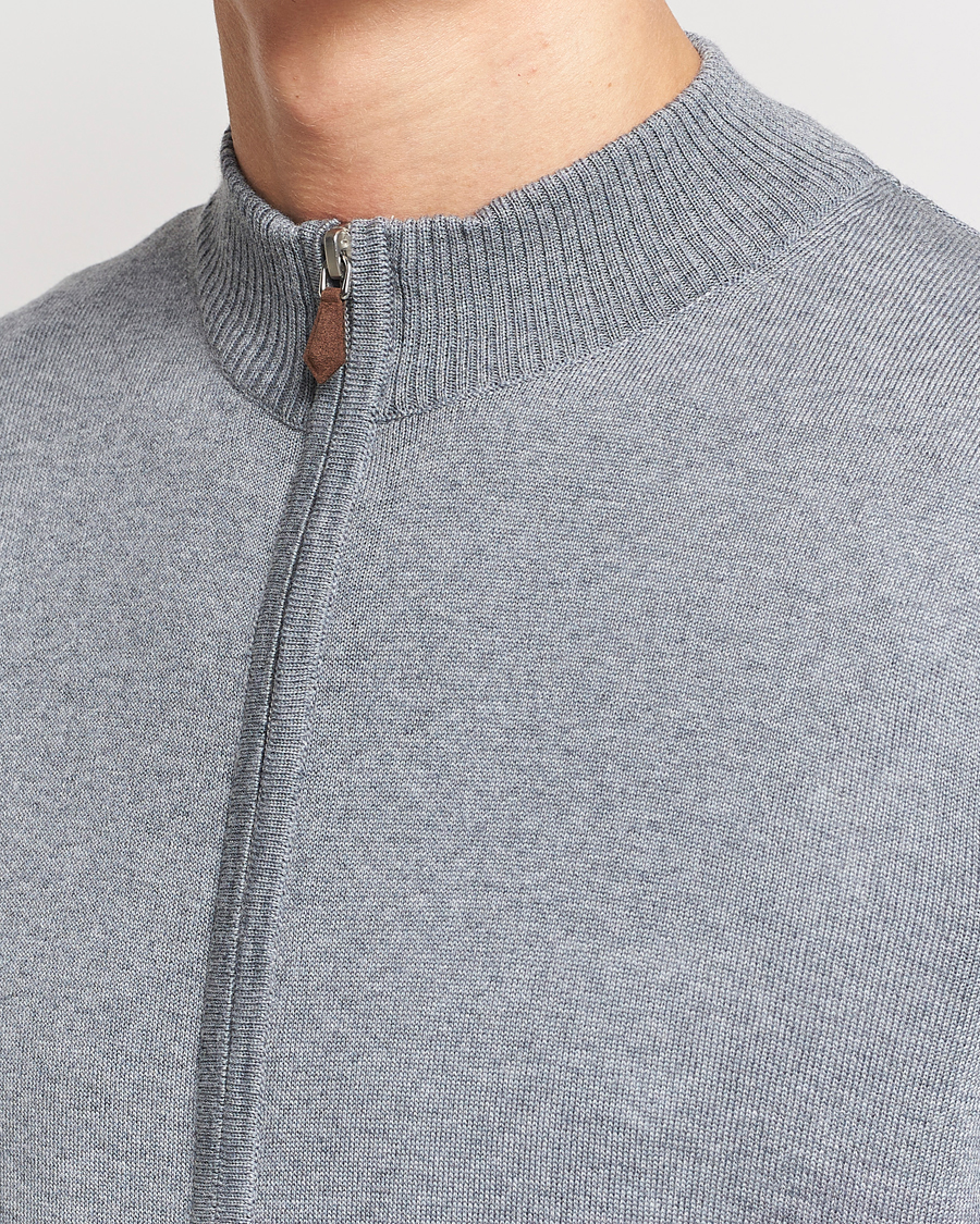 Heren | Truien | Stenströms | Merino Full Zip Grey