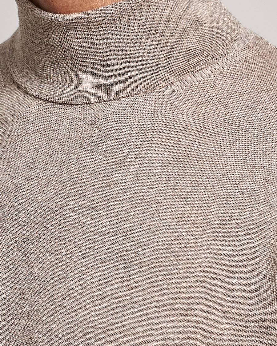 Heren | Truien | Stenströms | Fine Merino Rollneck Beige