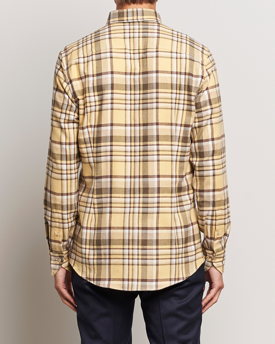 Heren | Overhemden | Stenströms | Slimline Checked Button Down Flannel Shirt Yellow