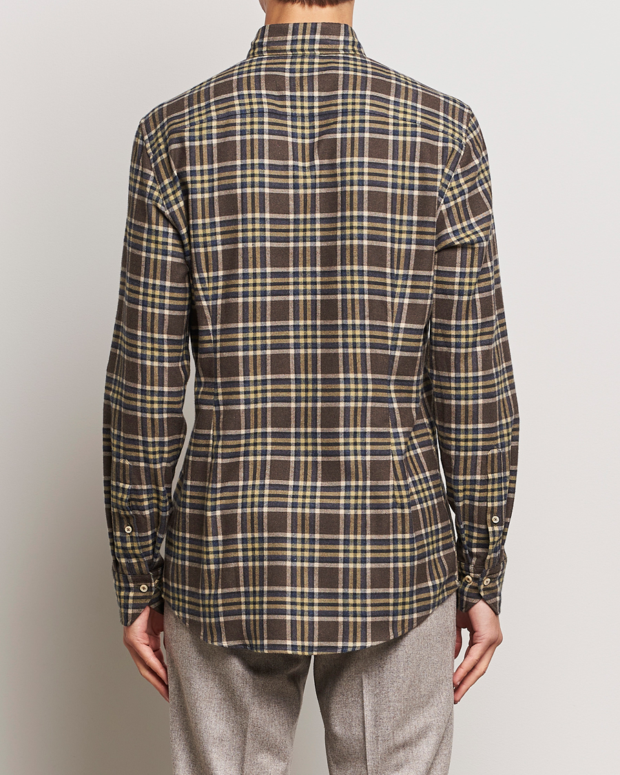 Heren | Overhemden | Stenströms | Slimline Checked Button Down Flannel Shirt Brown