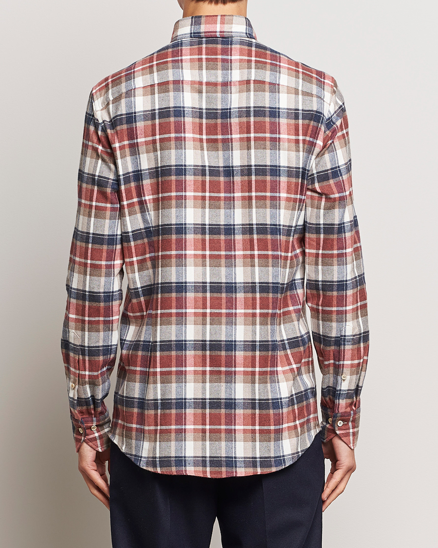 Heren | Overhemden | Stenströms | Slimline Checked Button Down Flannel Shirt Red