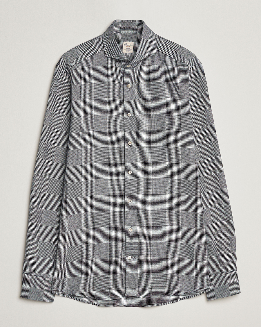 Heren | Overhemden | Stenströms | Slimline Prince of Wales Check Flannel Shirt Grey