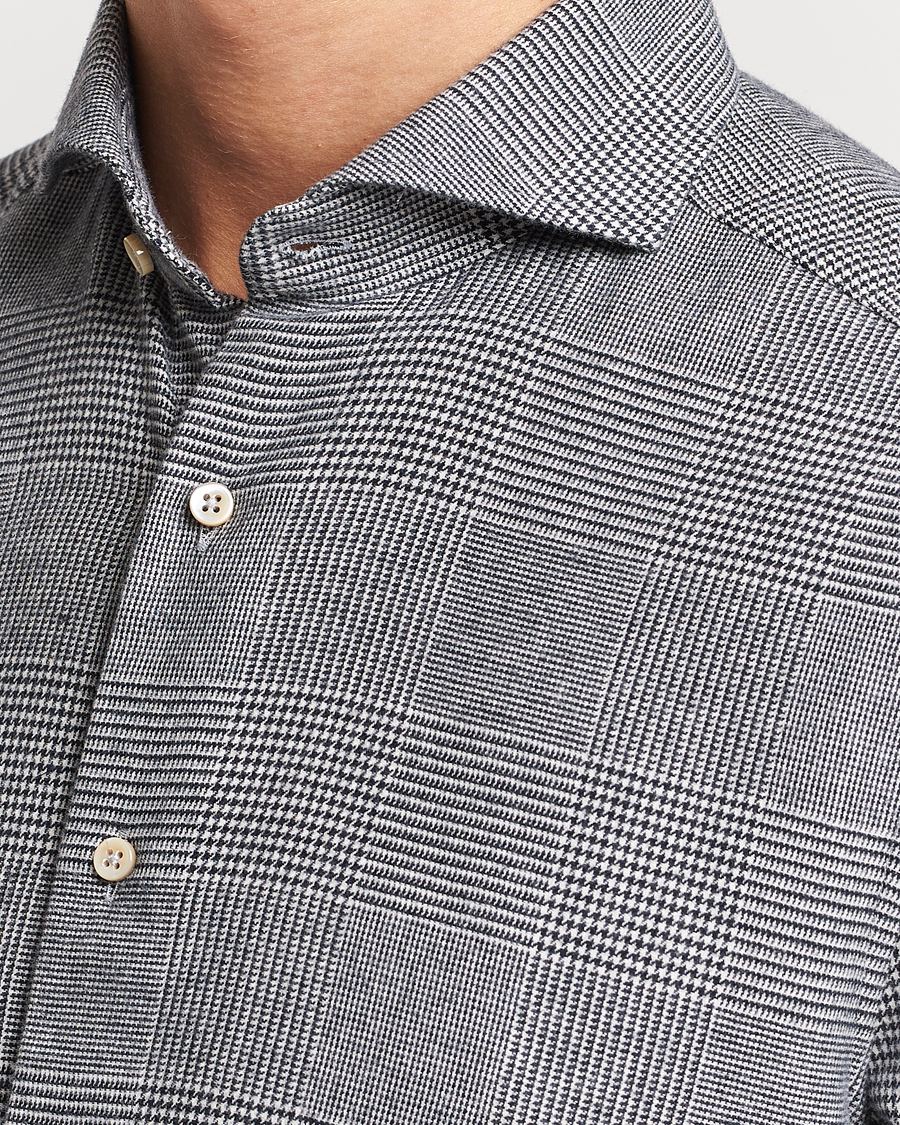 Heren | Overhemden | Stenströms | Slimline Prince of Wales Check Flannel Shirt Grey