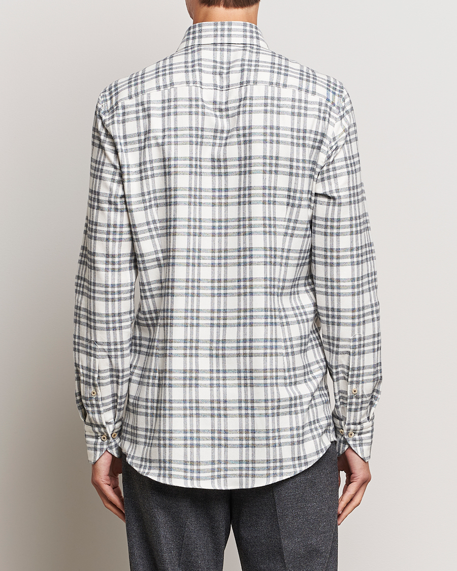 Heren | Overhemden | Stenströms | Slimline Checked Cut Away Flannel Shirt White/Black