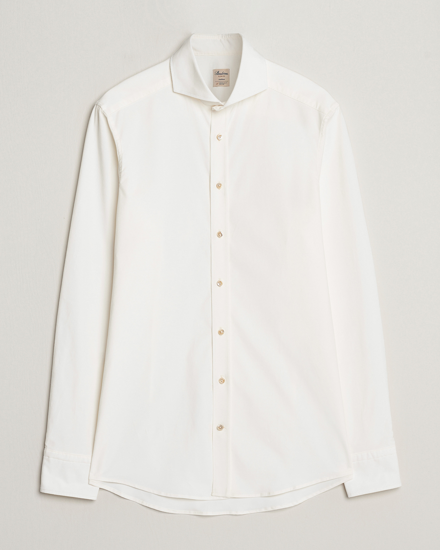 Heren | Overhemden | Stenströms | Slimline Cut Away Corduroy Shirt White