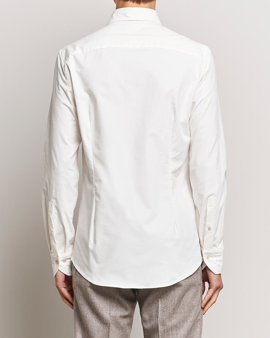 Heren | Overhemden | Stenströms | Slimline Cut Away Corduroy Shirt White