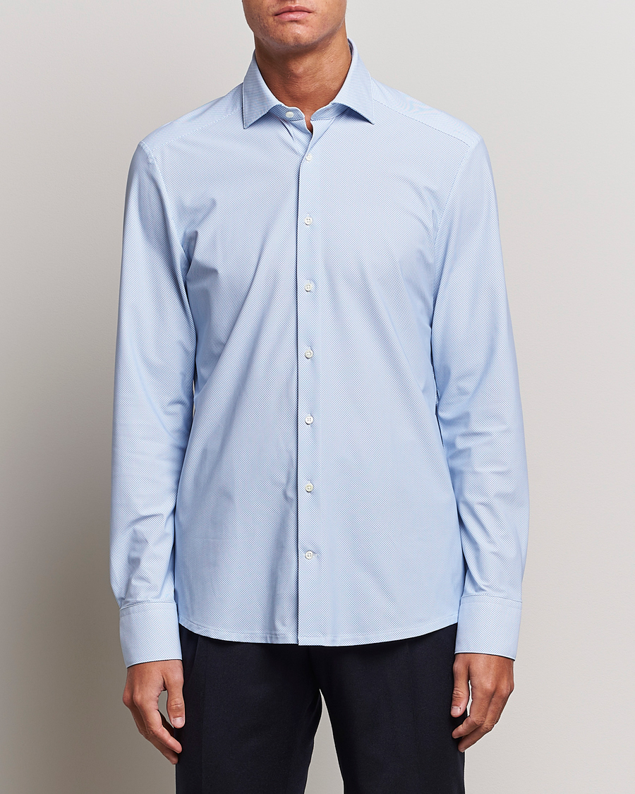 Heren | Overhemden | Stenströms | Slimline 4-Way Stretch Cut Away Shirt Light Blue