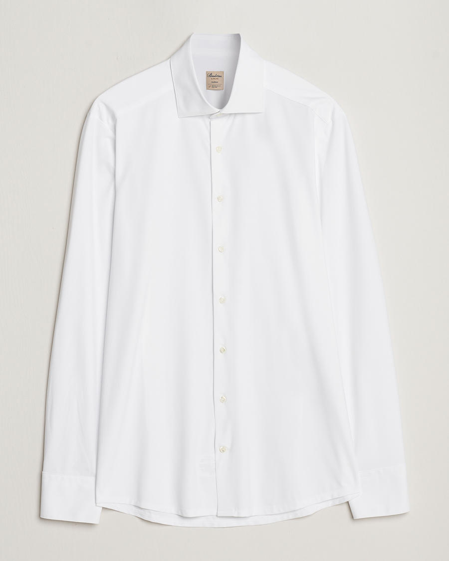 Heren | Overhemden | Stenströms | Slimline Cut Away 4-Way Stretch Shirt White