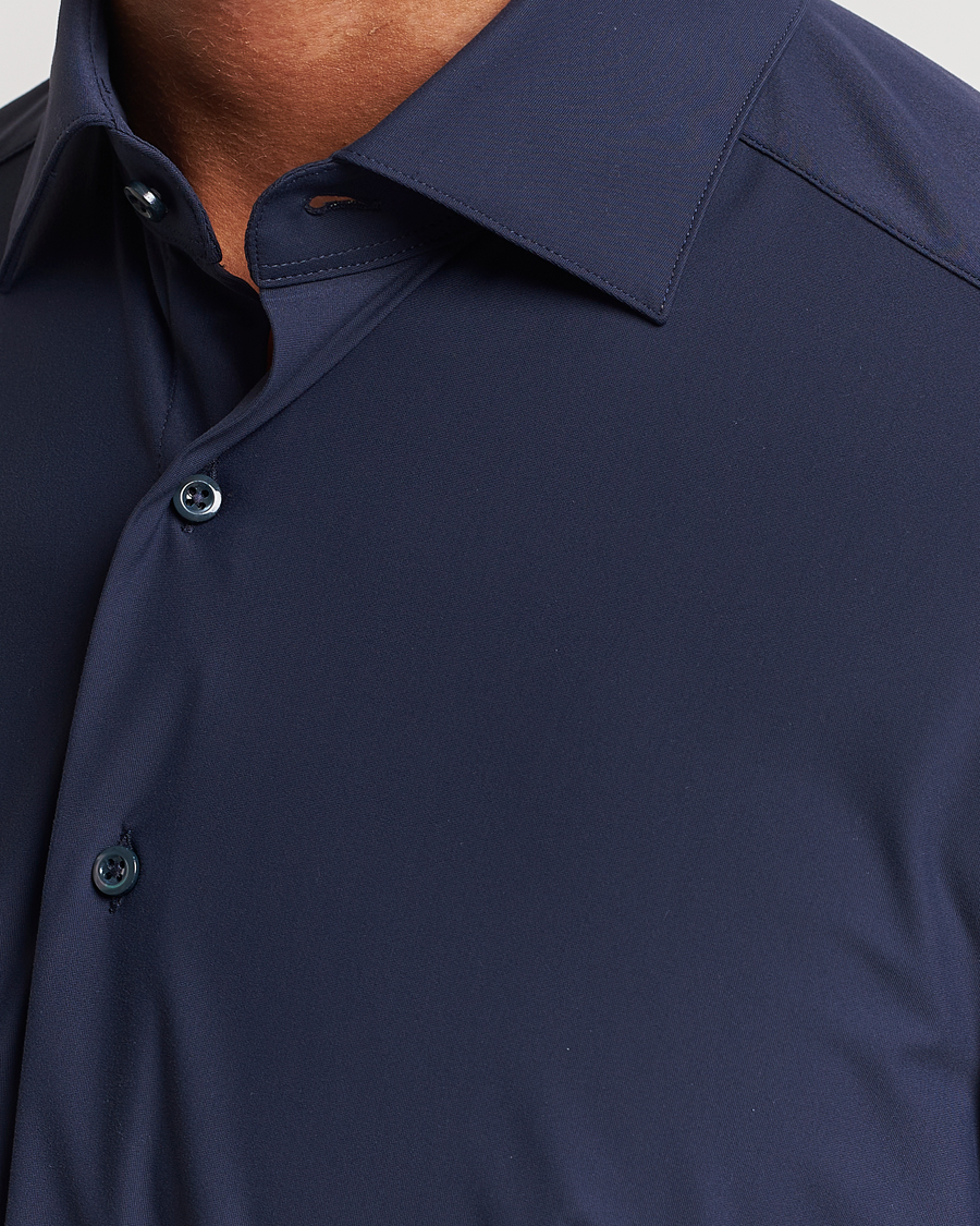 Heren | Overhemden | Stenströms | Slimline Cut Away 4-Way Stretch Shirt Navy