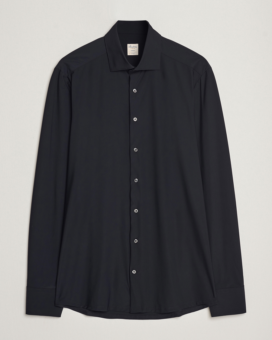 Heren | Overhemden | Stenströms | Slimline Cut Away 4-Way Stretch Shirt Black