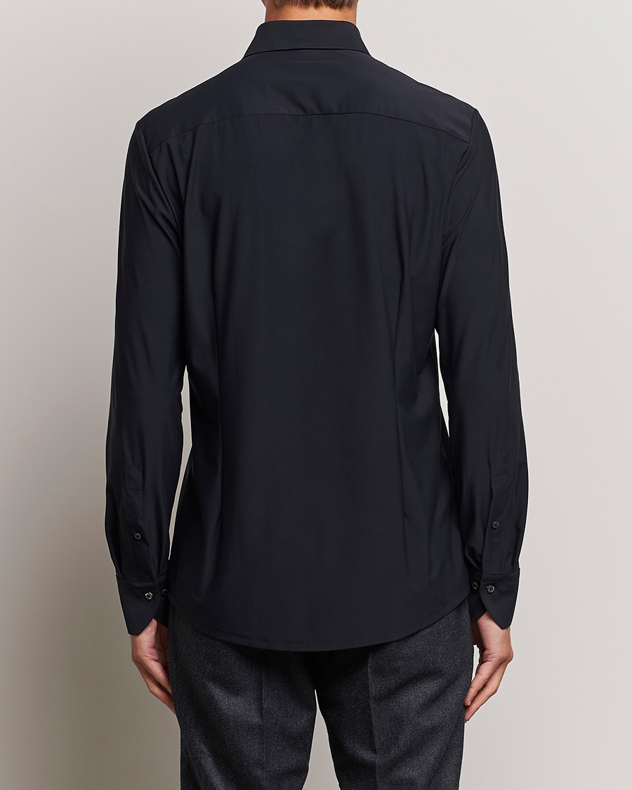 Heren | Overhemden | Stenströms | Slimline Cut Away 4-Way Stretch Shirt Black