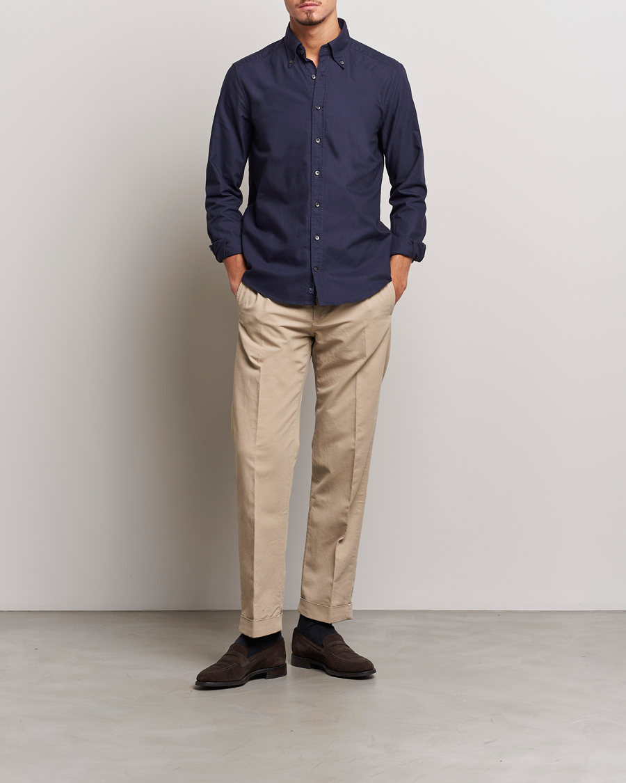 Heren | Overhemden | Stenströms | Slimline Oxford Shirt Navy