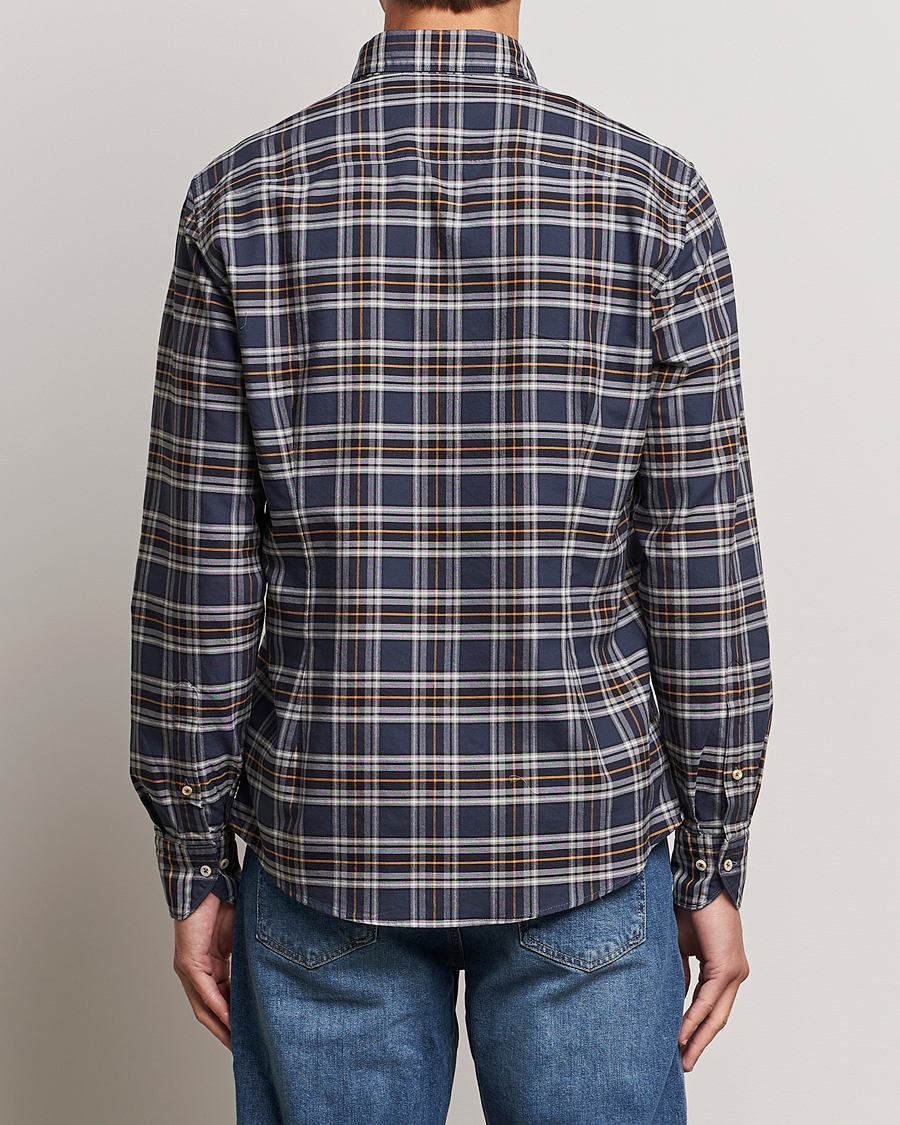 Heren | Overhemden | Stenströms | Slimline Checked Oxford Cut Away Shirt Blue