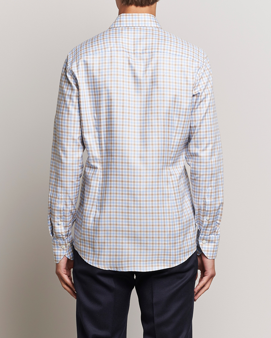 Heren | Overhemden | Stenströms | Slimline Checked Royal Oxford Shirt Beige/Blue