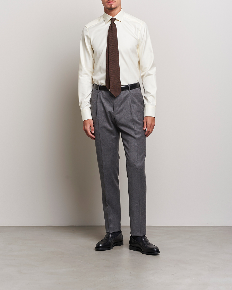 Heren | Overhemden | Stenströms | Slimline Two Fold Contrast Cut Away Shirt Yellow