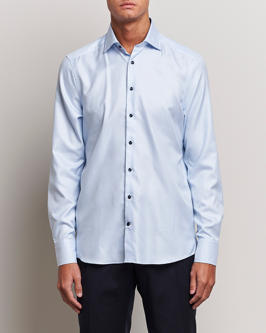 Heren | Overhemden | Stenströms | Slimline Micro Structure Contrast Shirt Blue
