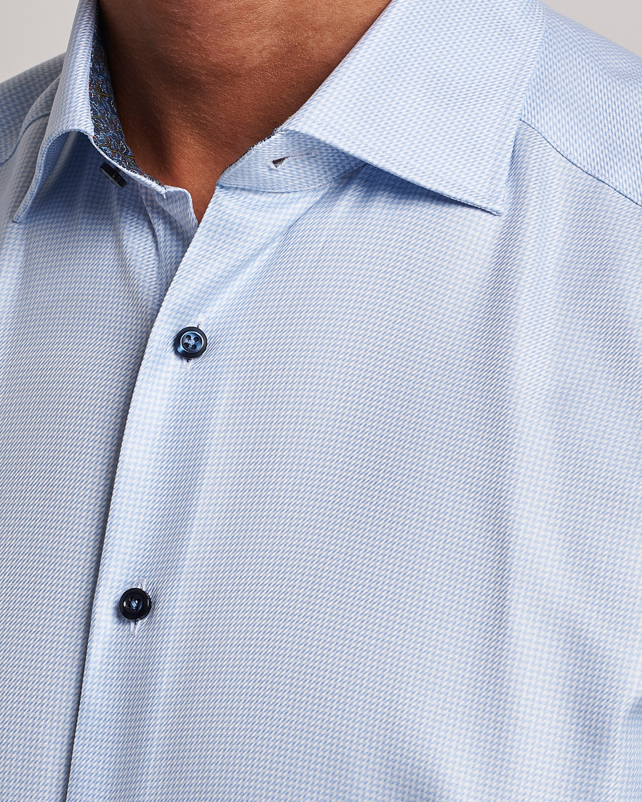 Heren | Overhemden | Stenströms | Slimline Micro Structure Contrast Shirt Blue