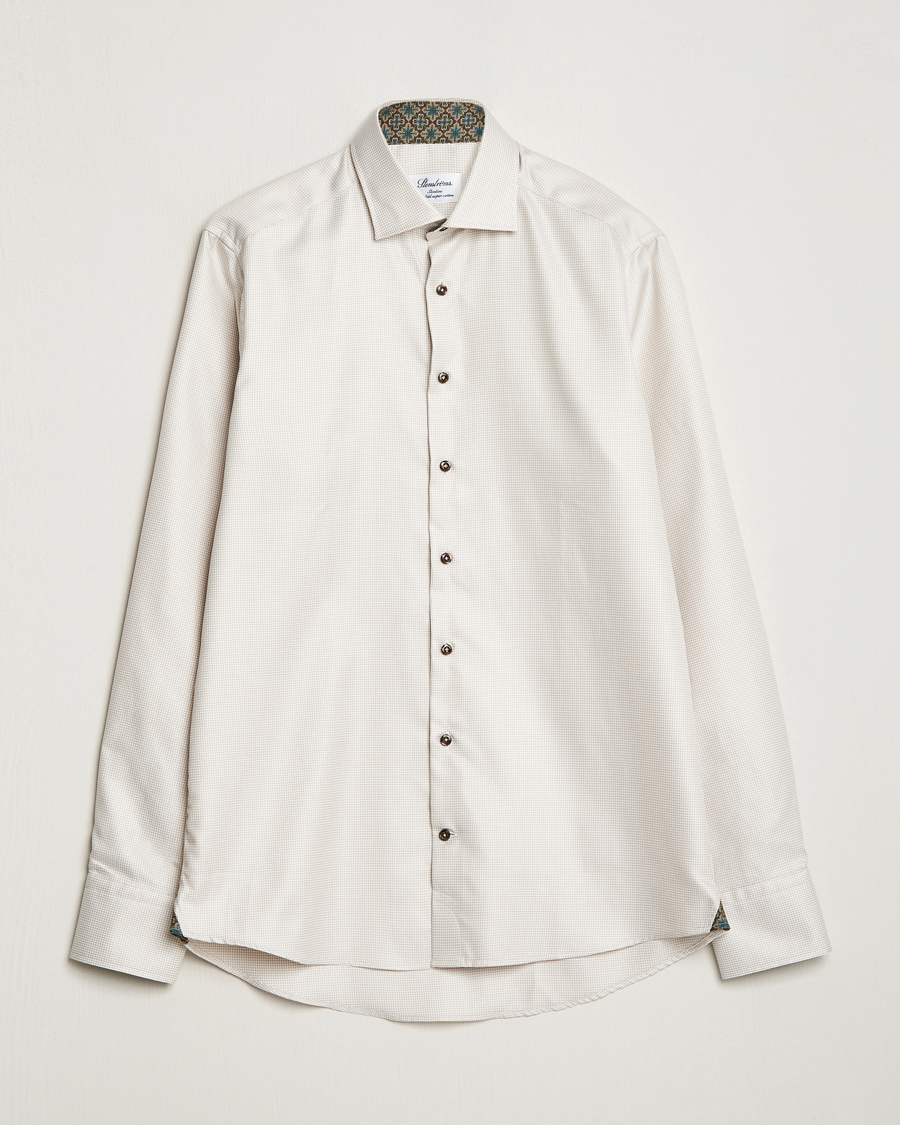 Heren | Overhemden | Stenströms | Slimline Micro Structure Contrast Shirt Beige