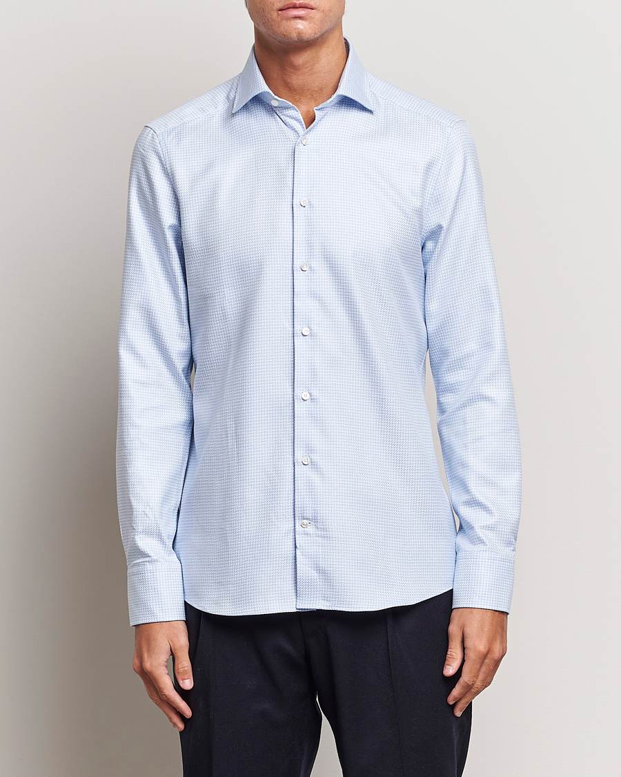 Heren |  | Stenströms | Slimline Micro Structure Cut Away Shirt Light Blue