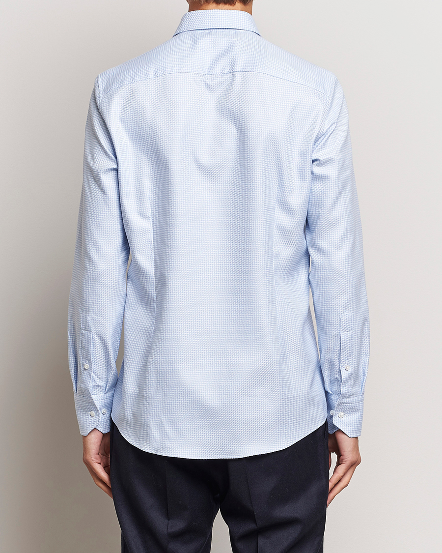 Heren | Overhemden | Stenströms | Slimline Micro Structure Cut Away Shirt Light Blue